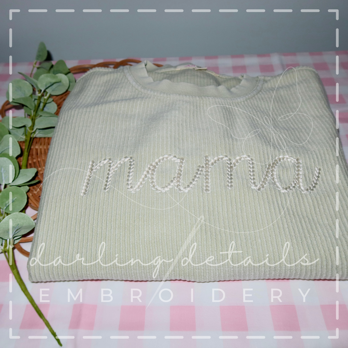 Oversized Mama Chain Stitch Corded Crewneck Sweatshirt