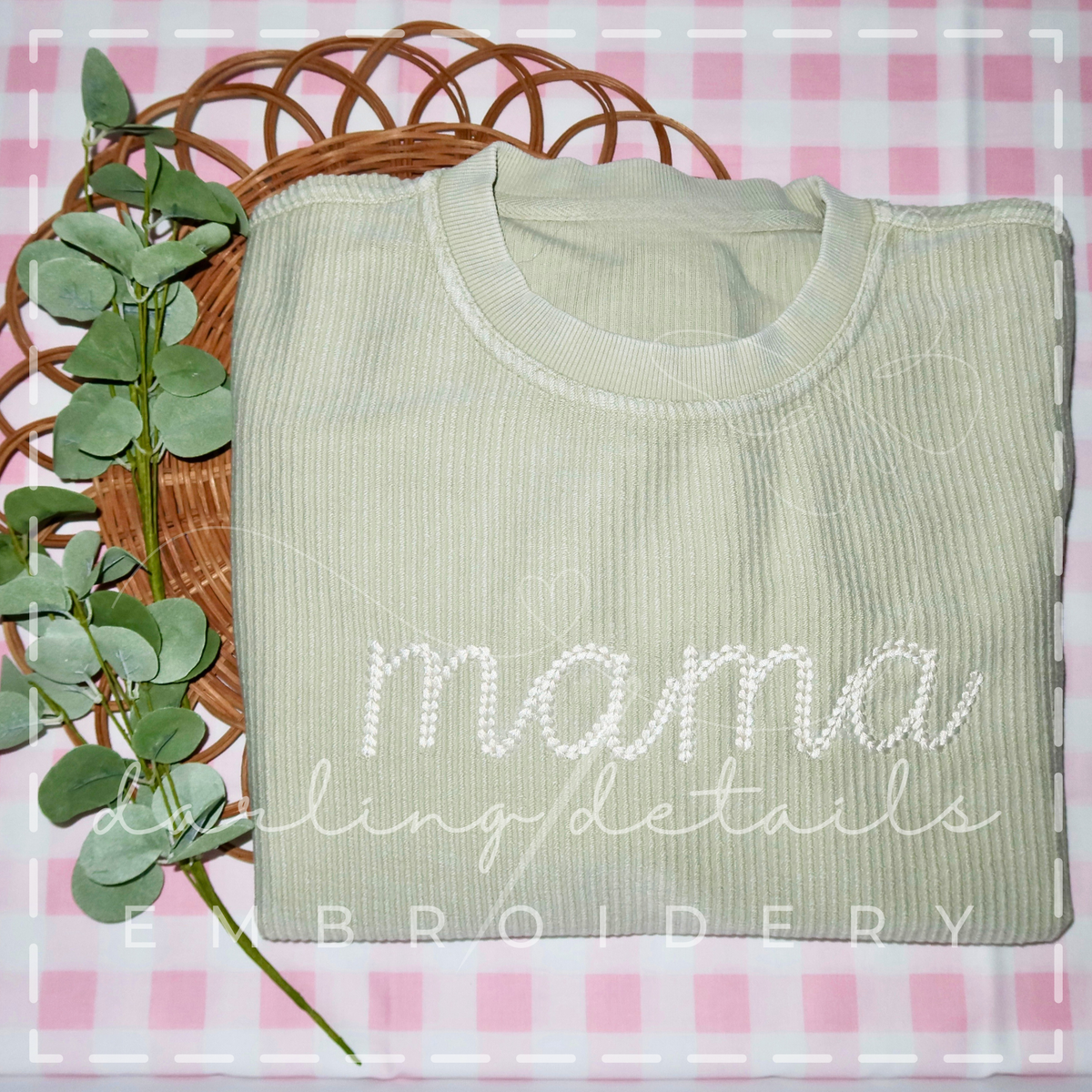 Oversized Mama Chain Stitch Corded Crewneck Sweatshirt