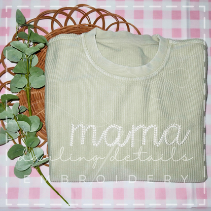 Oversized Mama Chain Stitch Corded Crewneck Sweatshirt