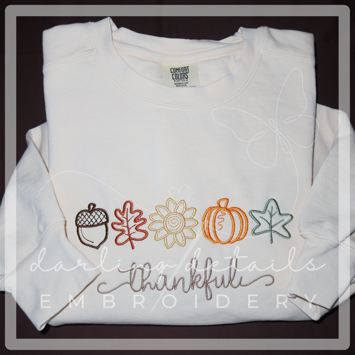 Personalized Fall Embroidered Comfort Colors Crewneck