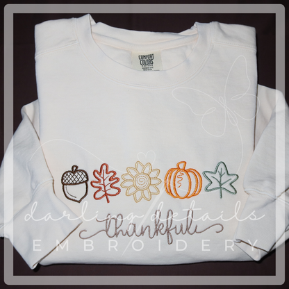 Personalized Fall Embroidered Comfort Colors Crewneck