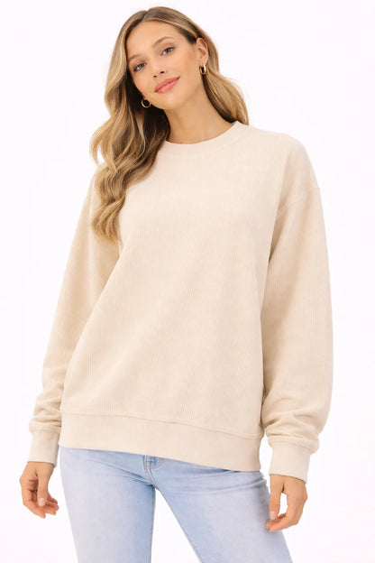 Oversized Mama Chain Stitch Corded Crewneck Sweatshirt