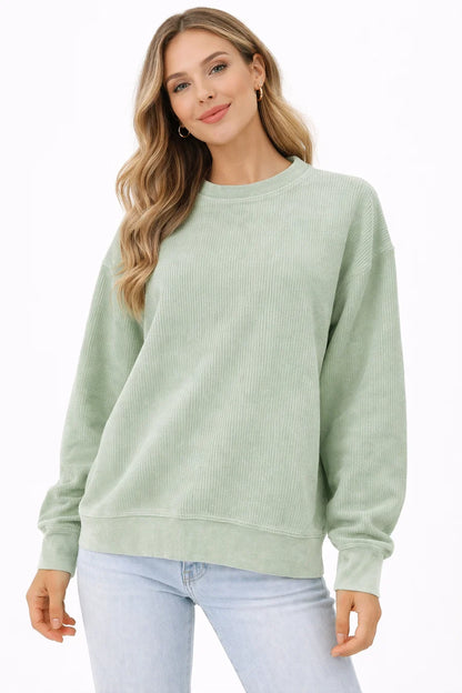 Oversized Mama Chain Stitch Corded Crewneck Sweatshirt