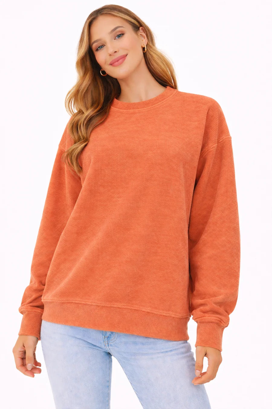 Oversized Mama Chain Stitch Corded Crewneck Sweatshirt