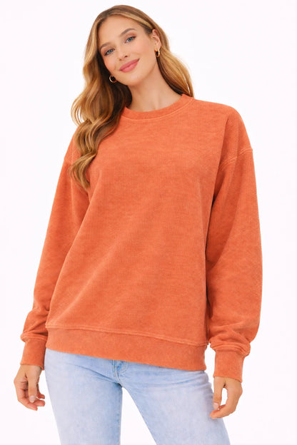 Oversized Mama Chain Stitch Corded Crewneck Sweatshirt