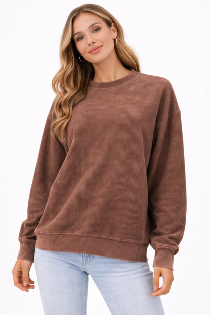 Oversized Mama Chain Stitch Corded Crewneck Sweatshirt